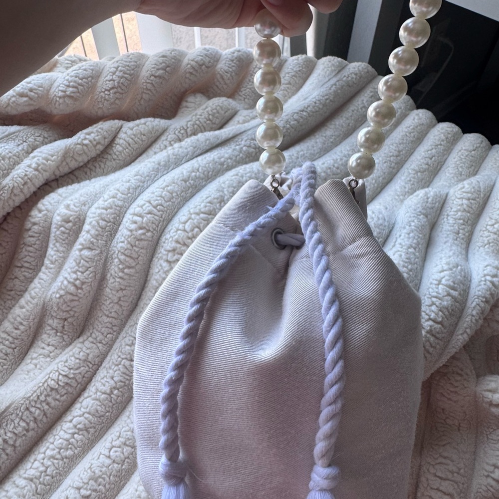 Dior Cream Drawstring Bag with Pearl Accent - Picture 5 of 5
